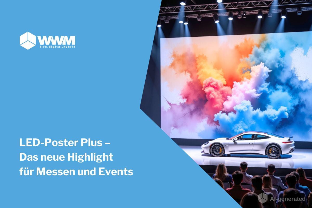 LED Poster für Messen und Events, das innovative Ideen und konkrete Gestaltungsmöglichkeiten präsentiert.