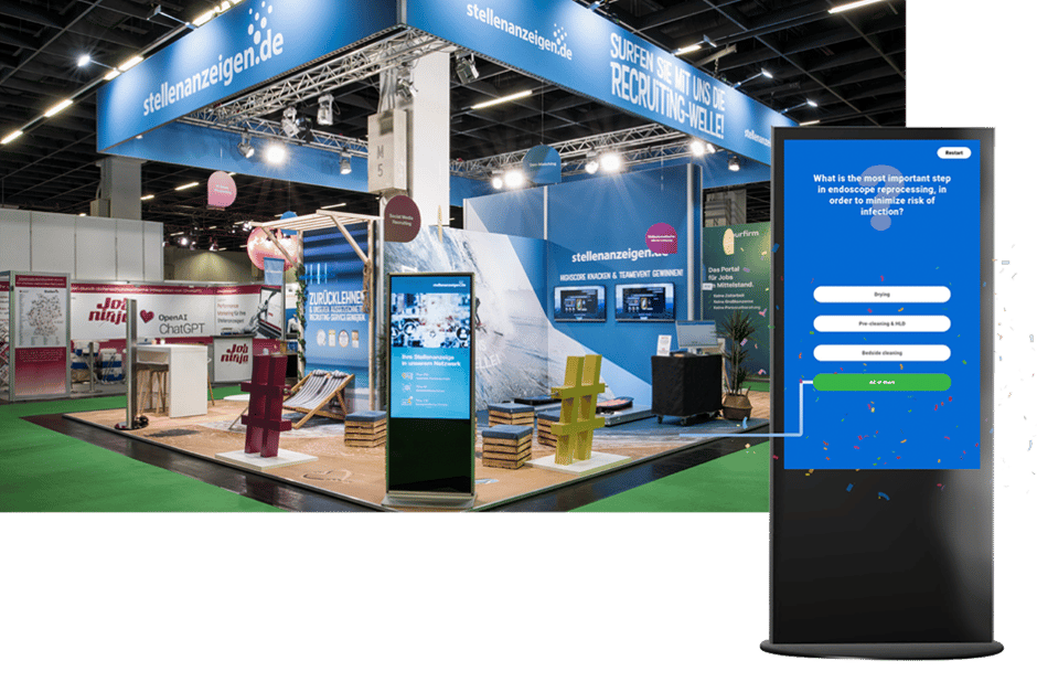 KI-Quiz an einer Touchstele auf dem Messestand 