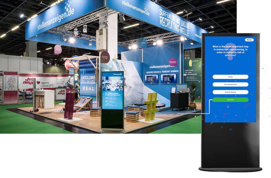 Customer interaction at a trade fair booth