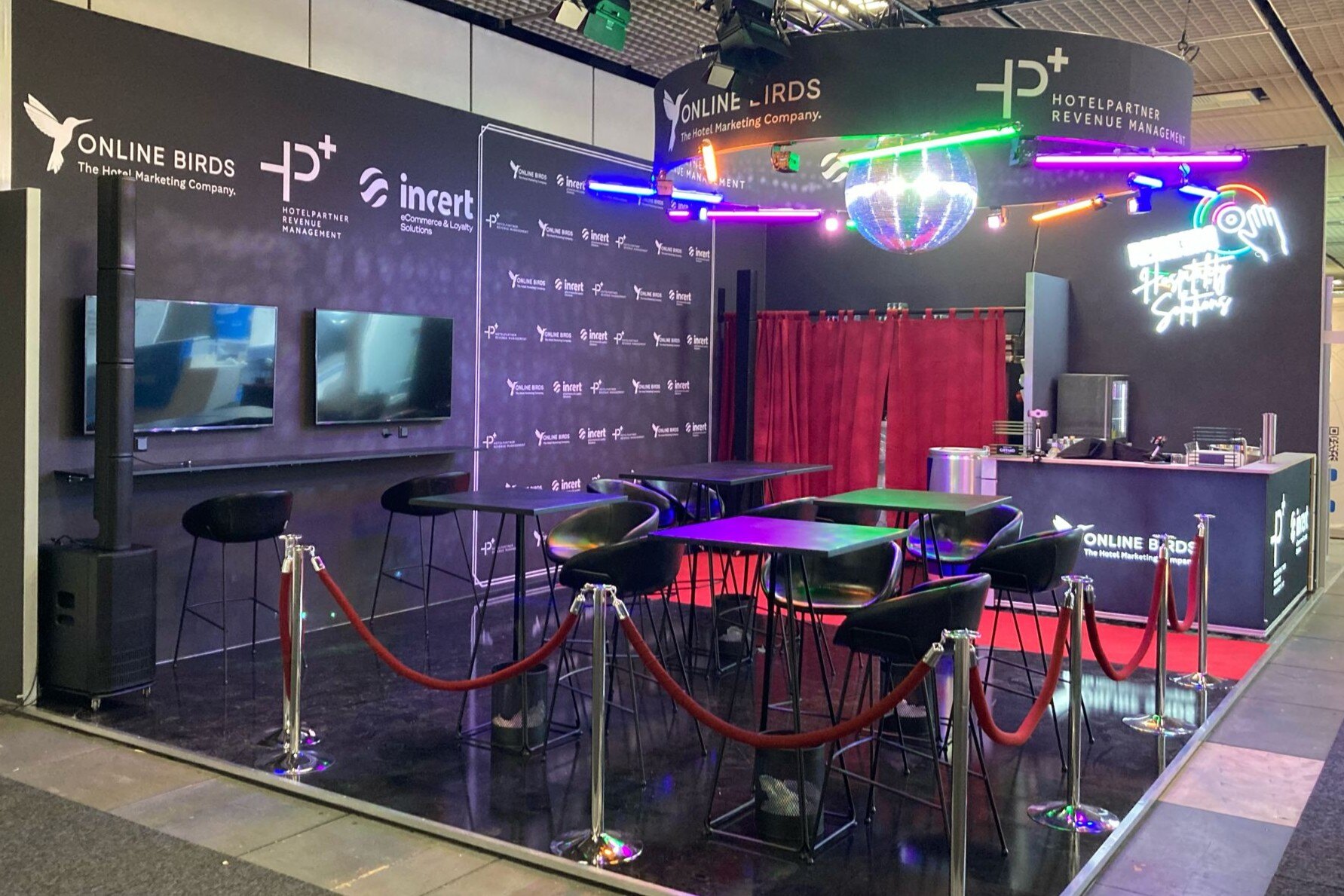 Exhibition stand, colorful lighting disco ball