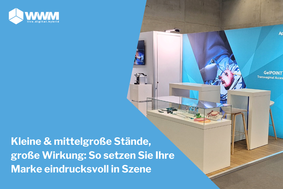 Messestand Wirkung - modularer Messestand mit einer Ausstellungstheke