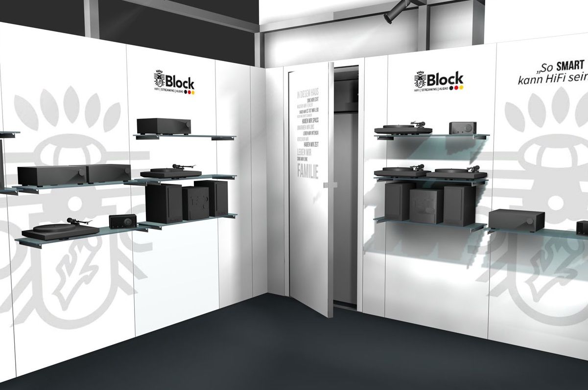 Exhibition stand with LED tower attachment