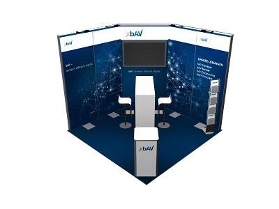 Modular exhibition stand with VLB120 exhibition systems