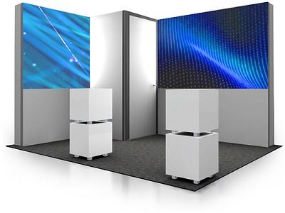 Modular exhibition stand with VLB62 exhibition systems