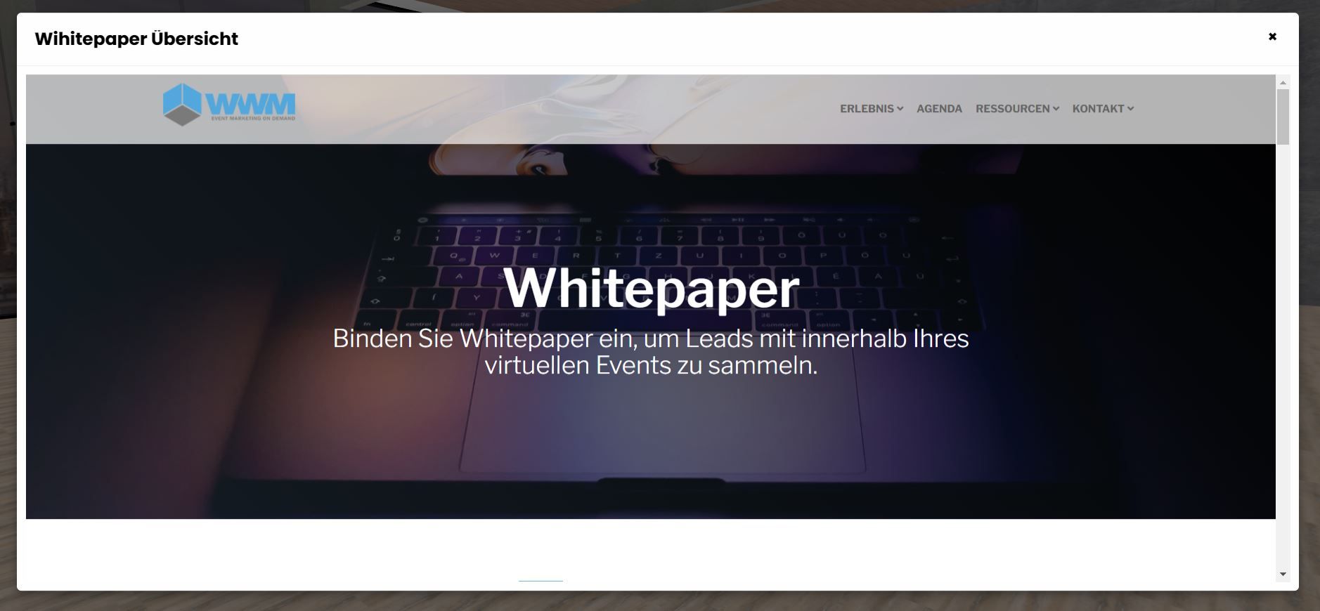 vWebsites im virtuellen Messestand einbinden
