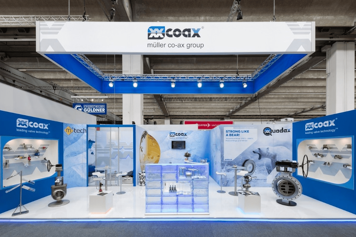 Messestand von mueller co-ax auf der Achema in Frankfurt