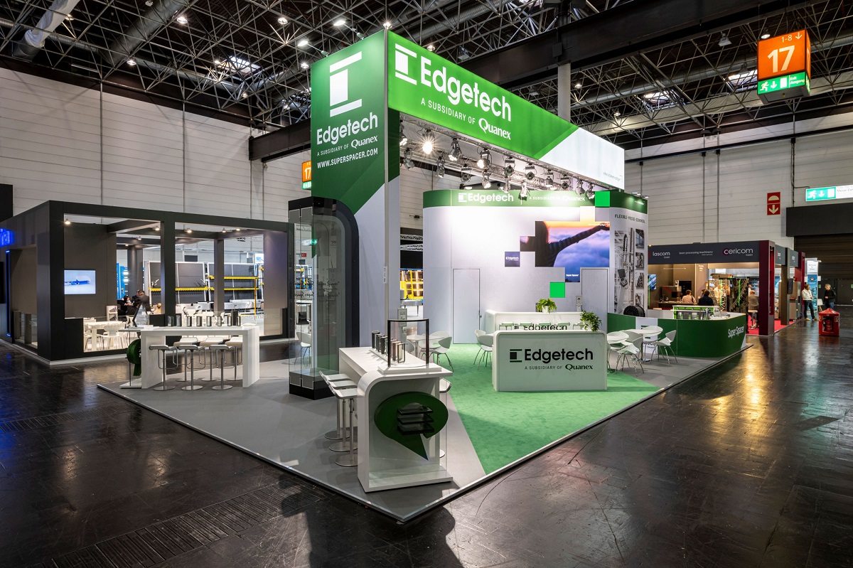 Messestand für Edgetech auf der Glasstech in Düsseldorf