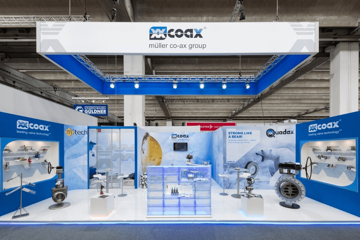 Exhibition stand for mueller co-ax at Achema in frankfurt