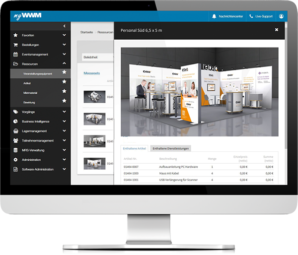 Order exhibition stands without surcharges in WWMcloud