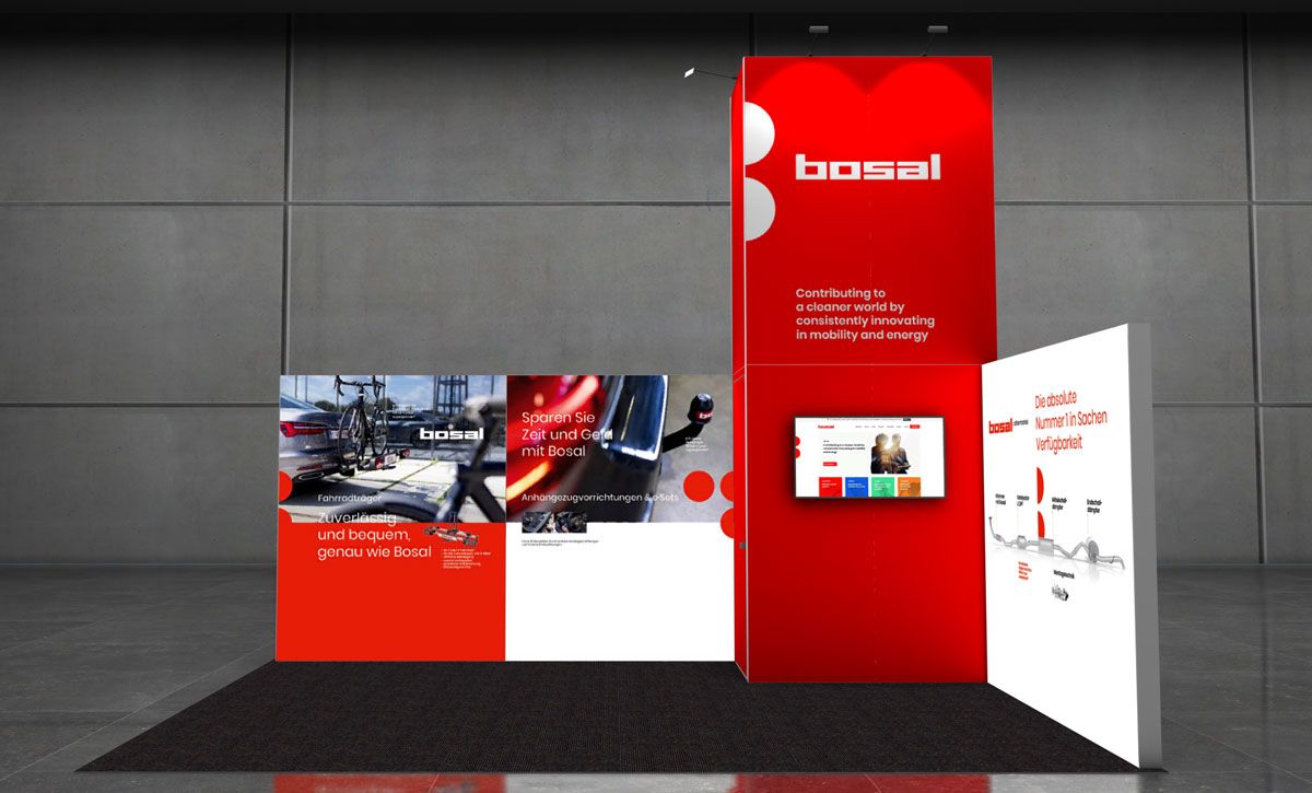 Modularer Messestand mit VLB124-Rahmensysteme für Bosal