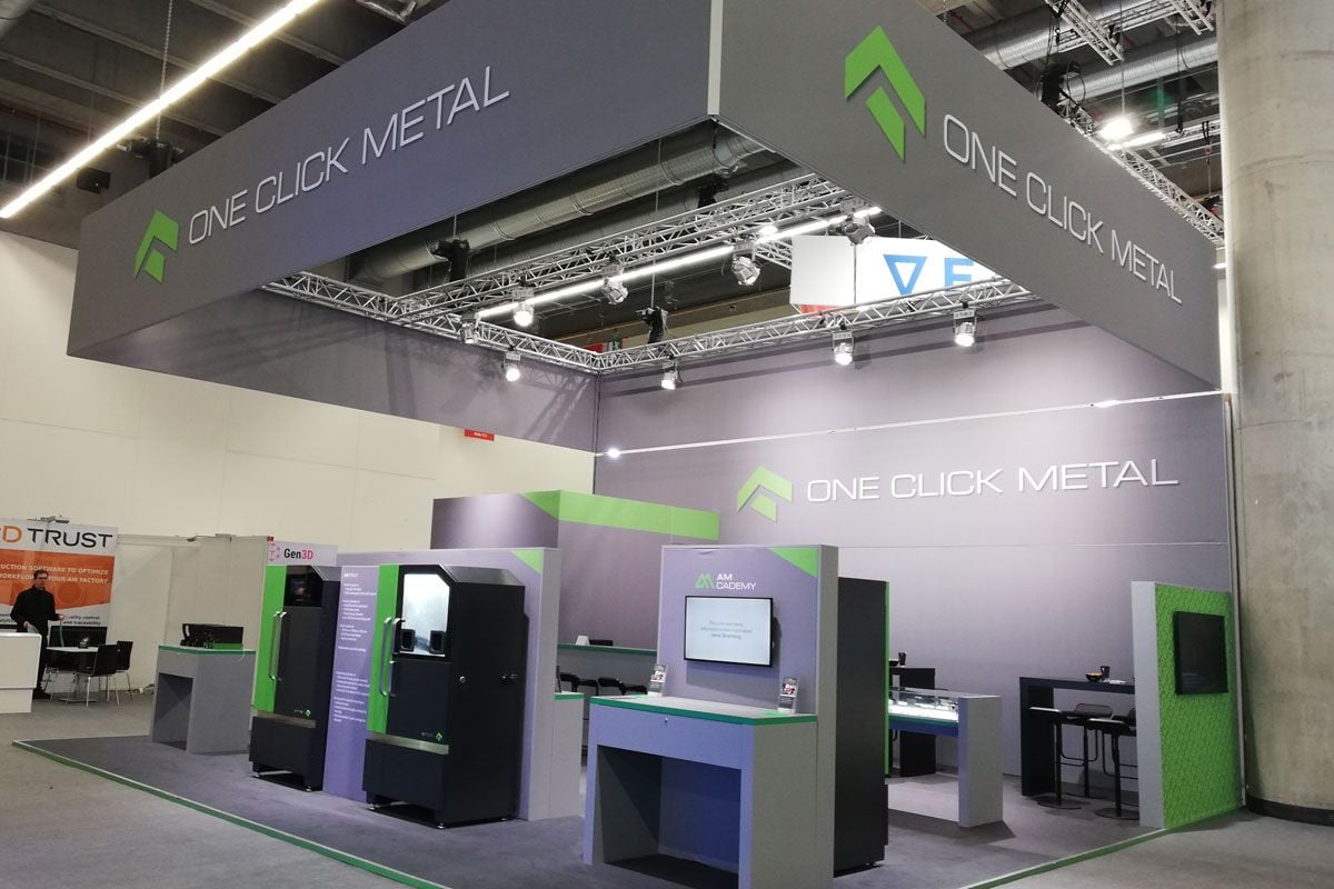 Exhibition stand for One Click Metal at formnext in frankfurt
